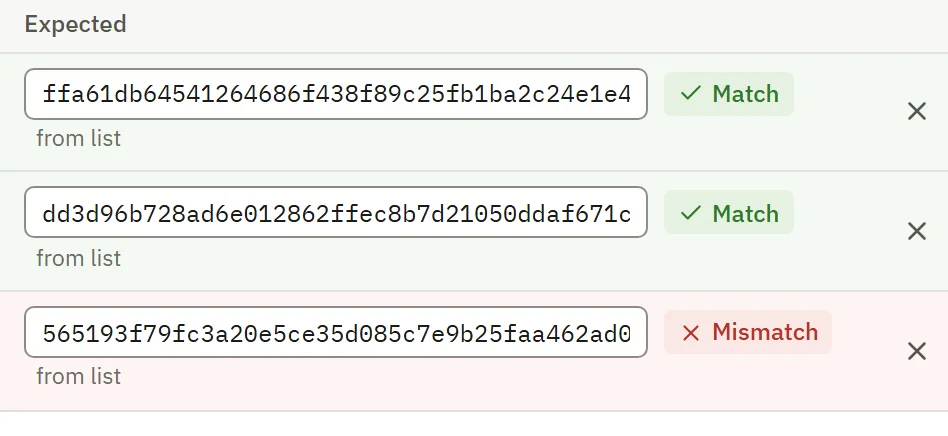 Two sums match, one does not