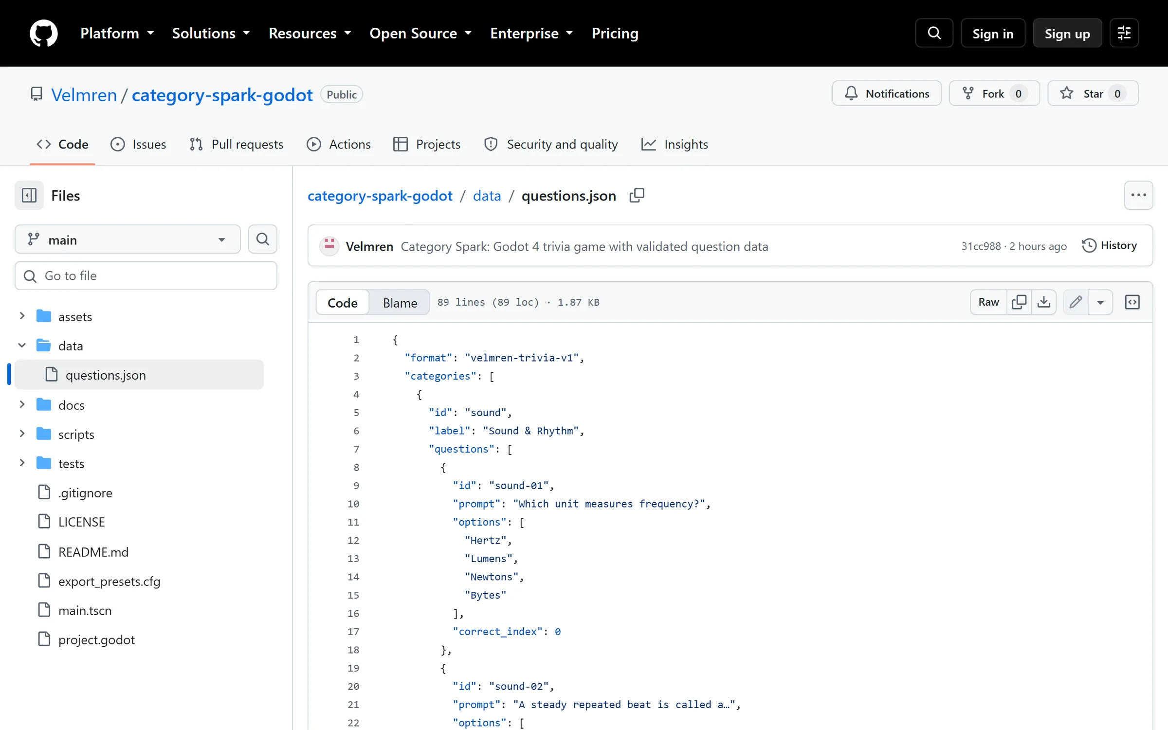The question file on GitHub