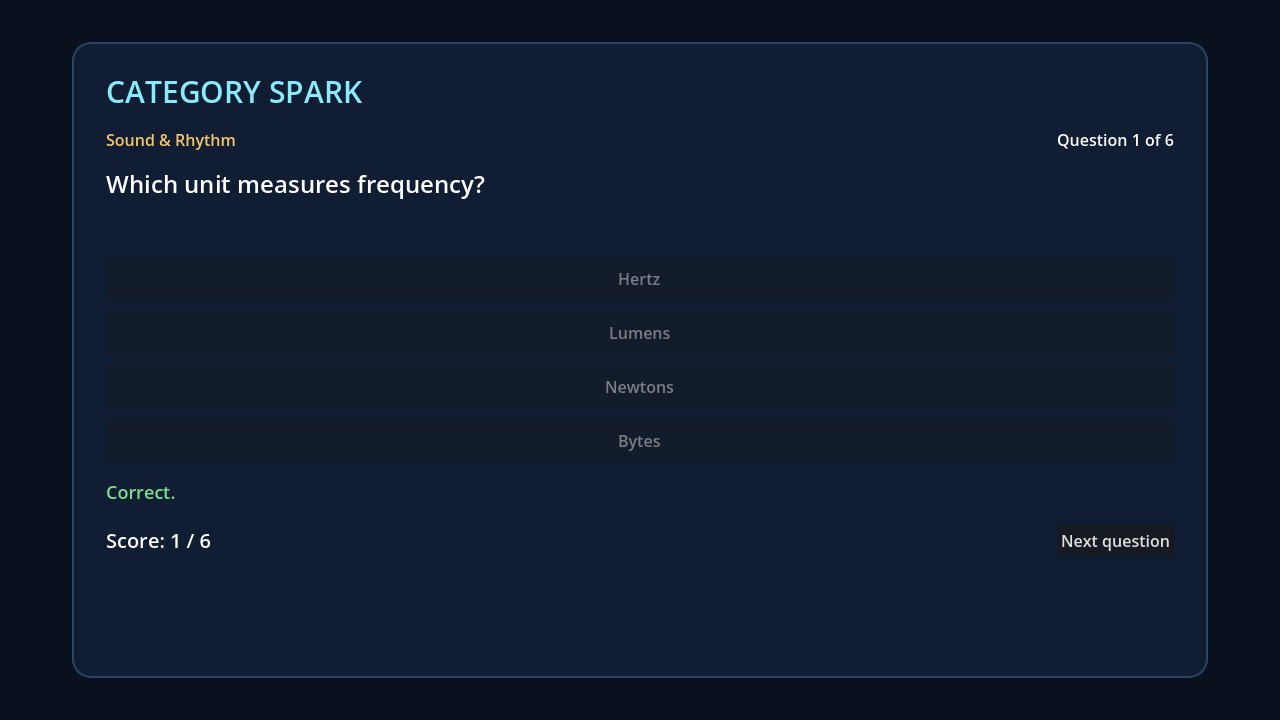 Category Spark в широком окне 1280 на 720: вопрос, ответы и результат выбора