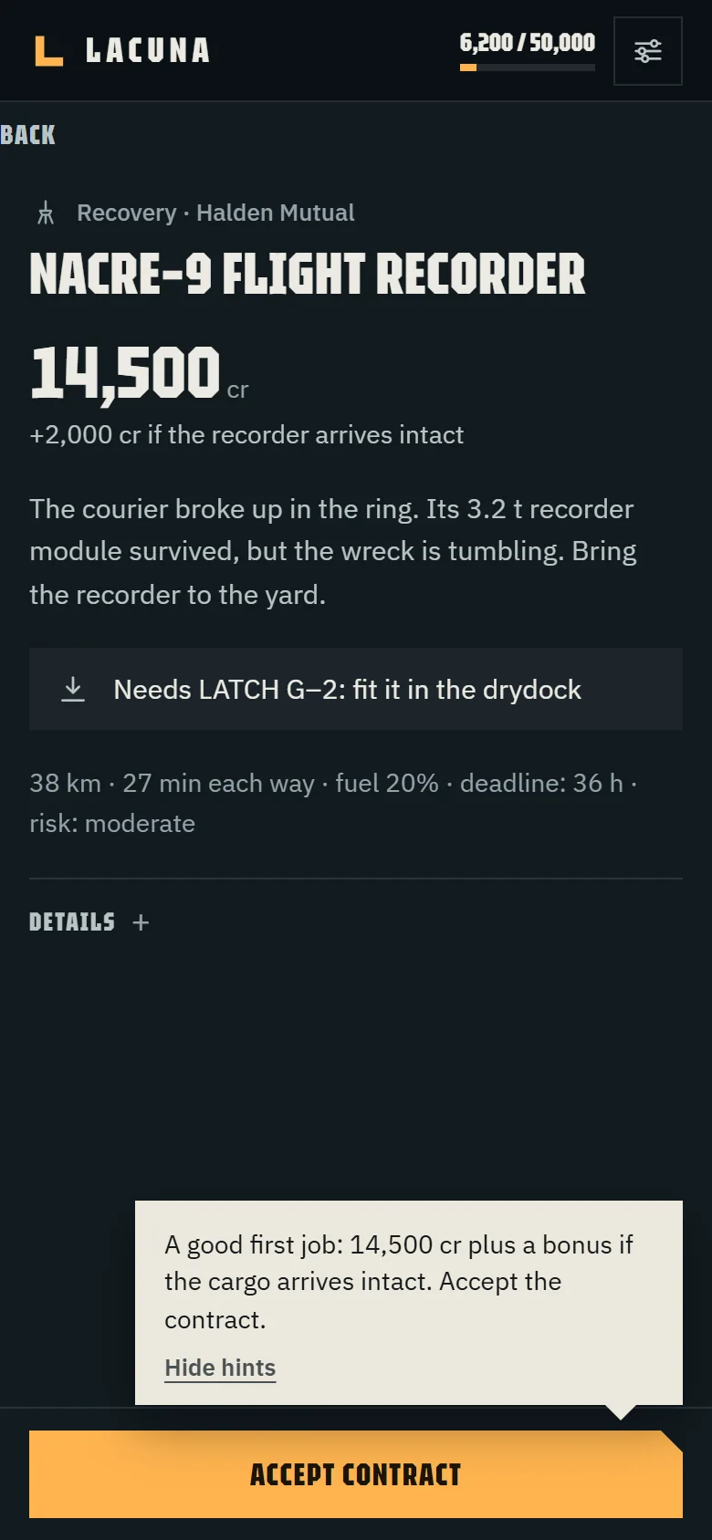 A contract on a phone