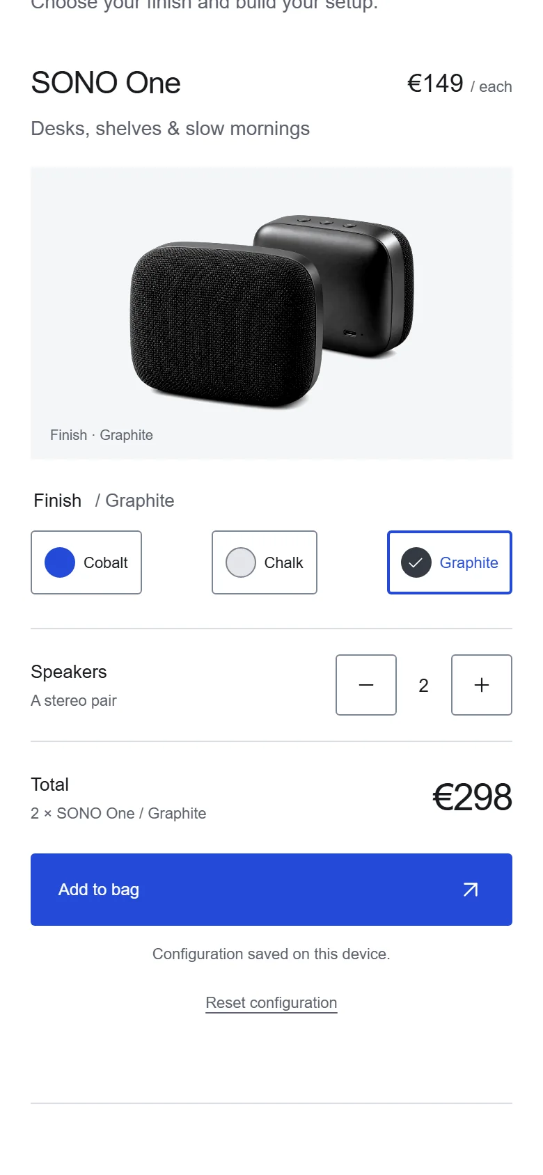 Configurator on a phone