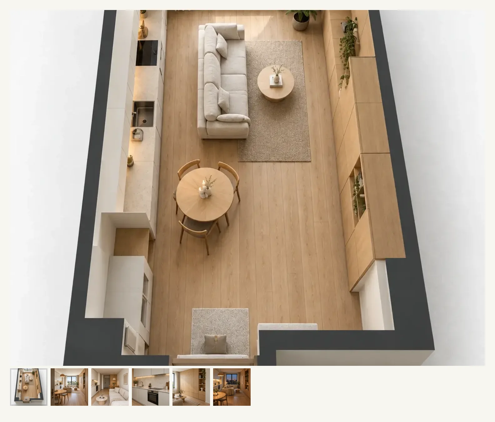 Apartment plan and a gallery of visualisations