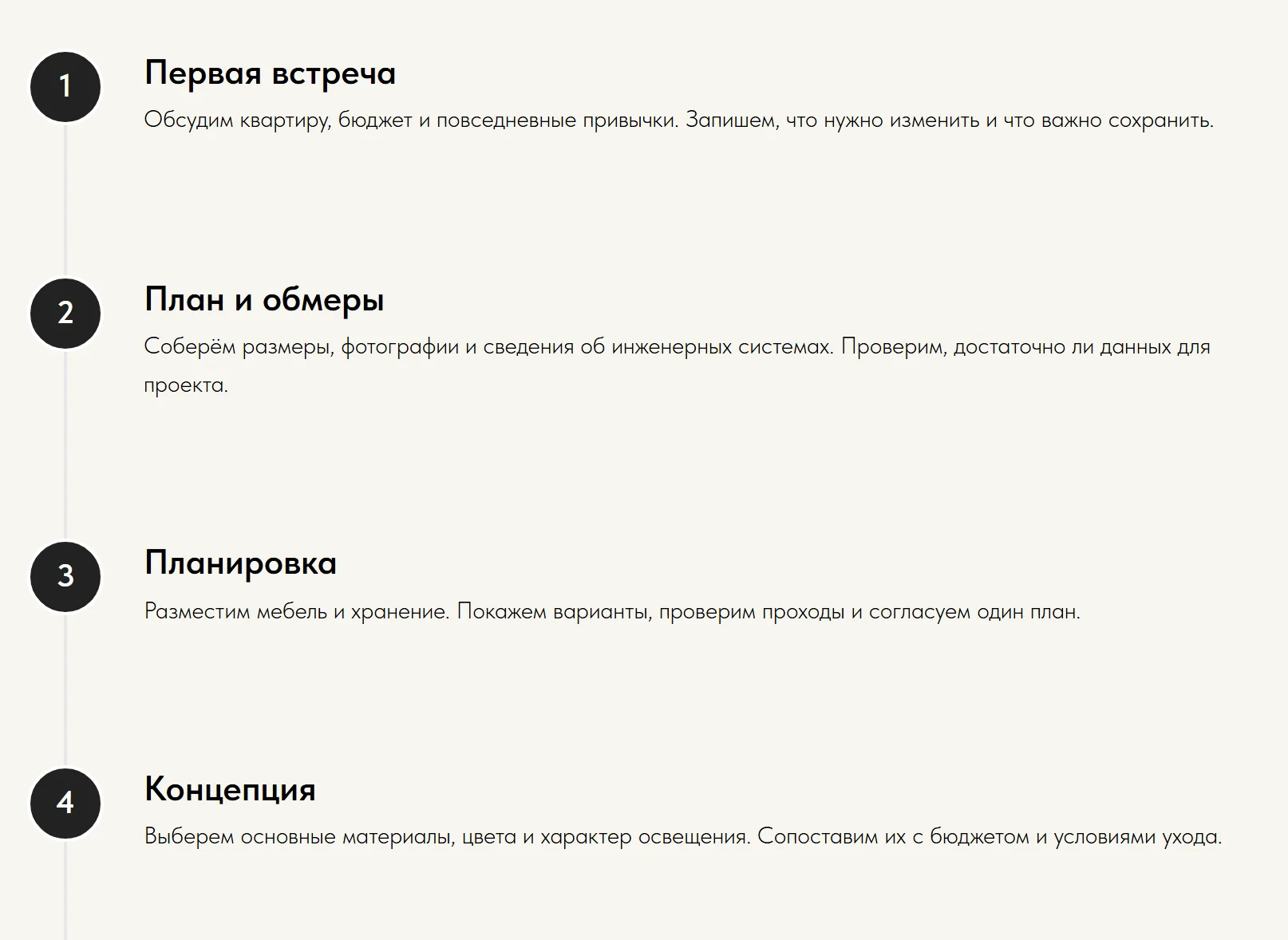 The first four stages, from the meeting to the concept